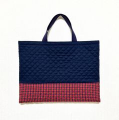 入園入学グッズ レッスンバッグ ファミリア風チェック×紺色 - メルカリ