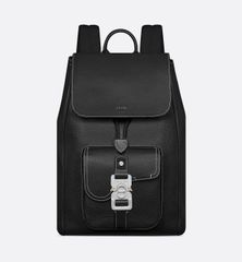 定価46万 ディオール DIOR Saddle サドル フラップ バックパック 1ADBA200 リュック デイパック ブラック 黒 レザー ビジネス メンズ 新品同様【中古】