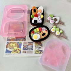 シリコンモールド　お弁当　2点セット　弁当箱　おかず　ミニチュア　レジン　粘土