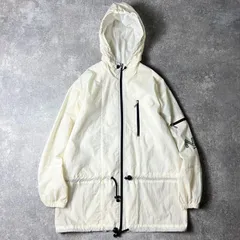 90s NIKE スウォッシュ 刺繍 フルジップ ナイロン パーカー ジャケット M / 90年代 オールド ナイキ スウッシュ フード ホワイト