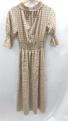 ◇ ⊂ W DOT ダブルドット チェック柄 七分袖 ロング ワンピース サイズF オレンジ ブラウン系 レディース E  【1503060020357】のサムネイル