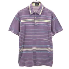 パーリーゲイツ ボーダー柄 ゴルフ 半袖 ポロシャツ 4 パープル系 PEARLY GATES メンズ 古着 【240414】 メール便可