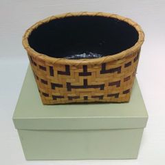 未使用 茶道具 利休炭斗 竹炭斗 炭籠 炭取 炭点前 竹工芸 竹細工紙箱