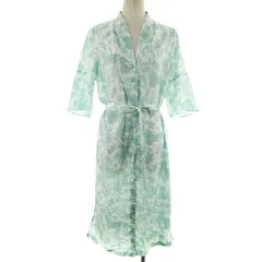 ロペピクニック ROPE Picnic ロングカーディガン 羽織 ワンピース 七分袖 Vネック リボン 薄手 花柄 38 緑 白 グリーン ホワイト /BT