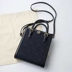 美品 定価5.9万 トリーバーチ TORY BURCH Tモノグラムミニトート/ブラック ジャガード クロスボディバッグ 鞄【2400014282443】