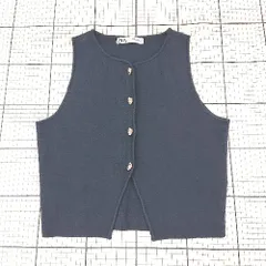 ◇ Θ ZARA ザラ シンプル ノースリーブ ニット ベスト サイズ EUR M USA M MEX 28 ネイビー系 レディース E  【1507230011640】