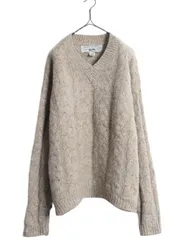 【お得なクーポン配布中!】 90s OLD GAP ウール ケーブル ニット セーター メンズ M / 古着 オールド ギャップ 旧タグ Vネック フィッシャーマン アラン ネップ 無地