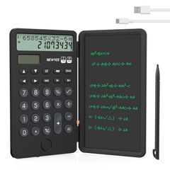 新品 電卓付き電子メモパッド ソーラー/Type C充電可 2行表示 折りたたみ式 ワンタッチ消去 多機能 計算機 デジタルペーパー 電卓 デジタルメモ NEWYES 12桁 使いやすい 小型 ６インチ コンパクト デジタル メモ帳 職場 家庭 仕事用