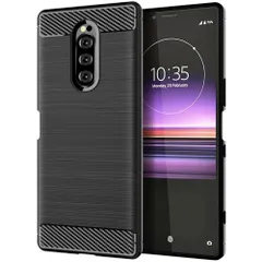 Xperia 1 ケース SO-03L SOV40 エクスペリア１  カーボン調 薄型 耐衝撃 ソフト ケース 【Color】 ブラックのサムネイル