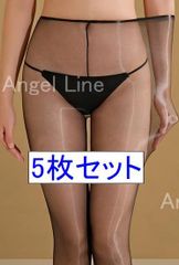 6250004オイルシャイン5枚組オールスルーストッキング0デニール超光沢センター補強ナシ黒色スパンデックス高配合36.9％