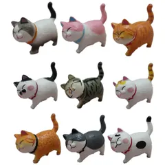 SALUDABLE 動物 フィギュア 猫 カプセルトイ 水槽 オブジェ 置物 雑貨 景品 9個セット (ホワイト) [ホワイト]