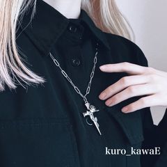 薔薇の呪縛ロザリオ / ネックレス ゴシック 地雷系 病みかわいい シルバー グランジ メンヘラ ゴスロリ 闇 ロリィタ V系 パンク 十字架 クロス クラシック かっこいい kuro-kawae