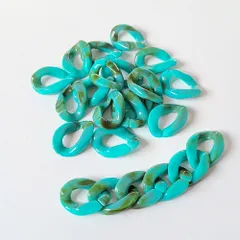 大容量 【 30ｇ 】 連結自在 アクリル チェーン パーツ  アクリルチェーン マーブル 軽い アクリルパーツ チェーン 鎖 ( ターコイズ )