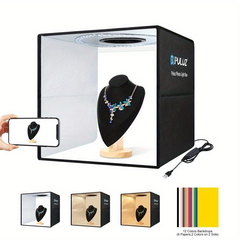 PULUZ ミニスタジオ、ポータブルリングライトスタジオボックス、6色背景、USB給電、アクセサリー撮影に最適