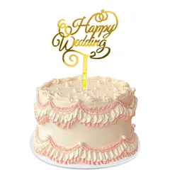 ウエディングケーキ　トッパー　結婚式　前撮り　祝い　Happy wedding  fs1008