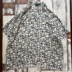 ヴィンテージ　総柄デザイン シルク100% 半袖シャツ 2XL 古着