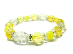 虹色 ブレスレット(イエロー) 《happy》 パワーストーン 天然石(15cm)