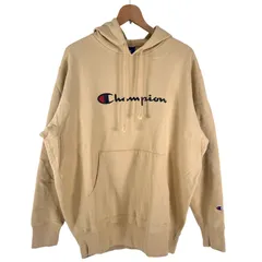 90s ヴィンテージ Champion ロゴプリント パーカー 3L ベージュ 古着 大きいサイズ