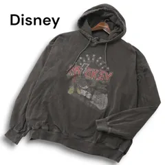 Disney ディズニー 秋冬 裏起毛 スウェット ミッキー★  ロゴ パーカー プルオーバー フーディー Sz.L メンズ