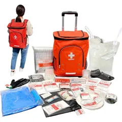 山善 YAMAZEN リュック＆キャリー型防災グッズ 30点セット YKB-30R 簡易避難セット 防災用品 防災バッグ 避難リュック 避難グッズ 