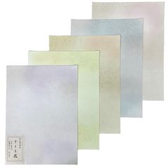書道 仮名料紙 かな【半紙判 さくら花】細字 5色セット 50枚入 金銀砂子入