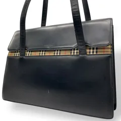 BURBERRY バーバリー ハンドバッグ 黒 ブラック ノバチェック シャドーホース レザー 本革 シルバー金具 肩掛け可 フラップ開閉 レディース 型押しロゴ ワンショルダー U15