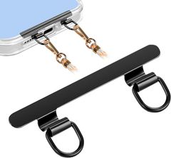 COCASES Strap Holder, 0.2mm Ultra-Thin Double Ring, 1 Piece, Smartphone Strap, Metal Strap Hole, Strap Patch, Smartphone Shoulder Strap, Tag Patch, Loss, Drop, and Theft Prevention (Black - 1 Piece, Type-D Metal)