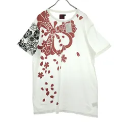 未使用 dorobou nikki 泥棒日記 和柄 桜 半袖 Tシャツ 大 ホワイト メンズ 古着