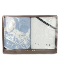 セリーヌ CELINE CL7630 フェイスタオル 2枚セット ロゴ 箱入り 34×75cm 青 ブルー TSH 2997160 /AH5 ■GY18