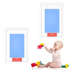 新品 赤ちゃん手形足形キッ ライトブルー ト 0～6月赤ちゃん対応 汚れないインク 手足型ギフト 1歳誕生日 新生児ギフト 満月の記念 無毒で安全 2枚インクパッド 両用 (ライトブルー)