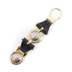 ジャンニヴェルサーチ ヴェルサーチェ GIANNI VERSACE キーホルダー キーリング メデューサ ゴールド金具 黒 ブラックのサムネイル