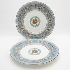 美品 WEDGWOOD ウェッジウッド フロレンティーンターコイズ 中皿 2枚 17cmプレート ペア デザート SY9945J 