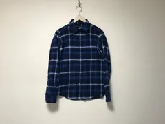 本物シップスSHIPSコットンチェック柄長袖ネルシャツジャケットメンズサーフアメカジミリタリーストリートスケーターワークビジネススーツモードゴルフドレスS青ブルー