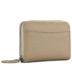 [LTG] ミニ財布 メンズ 本革 レディース 二つ折り 財布 カードケース カード入れ 折りたたみ コンパクト 小さい スキミング防止 ファスナー ラウンドジッパー 7987642 (ベージュ)