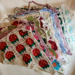 【送料無料】【新品未使用】バブーシュカ かぎ編みニット ヘッドドレス バンダナ スカーフ ボンネット かぎ編み お花モチーフ 10種類 よりどり 花柄 韓国 レディース キッズ ベビー