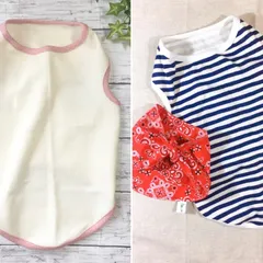 犬服まとめ売り　Lサイズ　ワンコ服　わんちゃんの洋服 ボーダータンクトップ  Lサイズ＋クールバンダナ Mサイズ＋ベーシックタンクトップピンク Lサイズ＋おそろいマスク    Lセット　まとめてお得　格安！