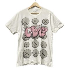 COMMEdesGARCONS SHIRT(コムデギャルソンシャツ) 半袖Tシャツ サイズL メンズ - アイボリー×ピンク×マルチ クルーネック