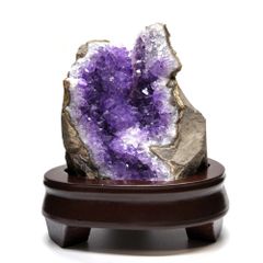 ウルグアイ産　アメジストクラスター【木製台座付き】　NO.5　☆天然石　クラスター　浄化