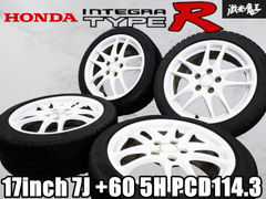 ホンダ HONDA 純正 DC5 インテグラ タイプR 17インチ 7J +60 5穴 PCD114.3 タイヤ付 ホイール 4本 ホワイト 白 棚41C