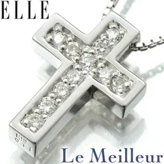 エル ELLE クロス ペンダントネックレス ダイヤモンド ホワイトゴールド K18WG 中古 プレラブド 返品OKのサムネイル