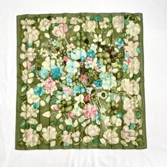 Nina Ricci スカーフ シルク ニナリッチ 花柄 グリーン ハンカチ ファブリック ヴィンテージ アンティーク