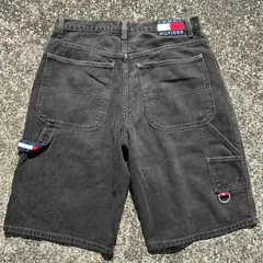 90s vintage tommy hilfiger buggy black denim half pants