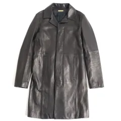 【ドンドン見直し】美品◆5351 POUR LES HOMMES DIRECTOR‘S プールオム 比翼仕立て ラムレザーチェスターコート 黒 46 メンズ 正規品のサムネイル