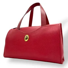 美品 希少 Christian Dior クリスチャン ディオール ハンドバッグ ミニボストン レザー 赤 ゴールド CDロゴ ヴィンテージ B