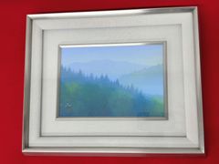 【na-00032】河本正　『山霧』　2号　日本画　山水　風月　風景画　絵　アート　美術品　額　※4月末までの販売予定です。