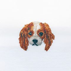 【LM / エルム】ブローチ キャバリア (ブレンハイム)  /  立体刺繍アクセサリー ブラウン DOG