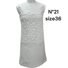 ◇ N°21 ヌメロヴェントゥーノ ワンピース 膝丈 レース ホワイト 白 サイズ36、S レディース S5T127