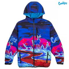 COOKIES TREE DIVISION PUFFER JACKET【MULTI COLOR】(クッキーズ アパレル 服 ジャケット フード フーディー パファー マルチカラー)