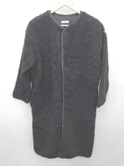 ◇ FREAK'S STORE フリークスストア ボア あったか ノーカラー 長袖 ロング コート サイズF ブラック レディース P  【1404040016202】