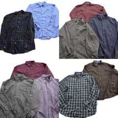古着卸 まとめ売り チャップス 長袖シャツ 10枚セット (メンズ 2XL ) ストライプ ギンガム  タータン ボタンダウン 中古 古着 MY4496